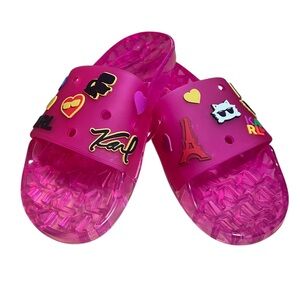 🩷 Karl Lagerfeld Orchid Pink/ Multi Thea Pool Slide Women’s Size 8 New! 🩷